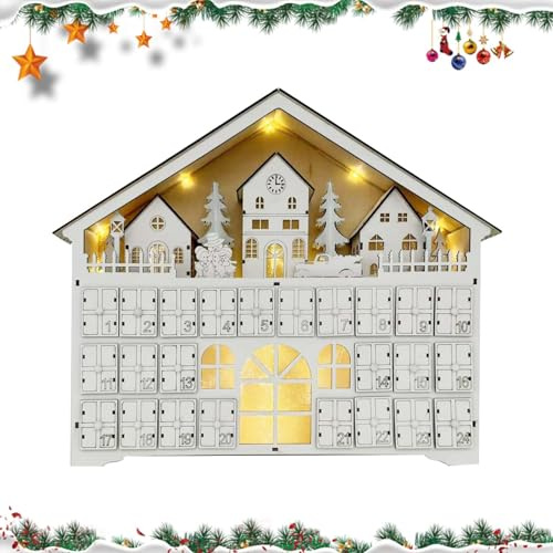Calendario dell'Avvento In Legno Luminoso Con Cassetti, Calendario dell'Avvento Vuoto 24 Cassetti Da Riempire Sé, Calendario dell'Avvento Riutilizzabile, Calendario dell'Avvento Di Natale 24 Giorni
