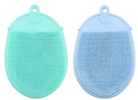 SamHeng Silicone Sponge Scrubber, 2 Pack Kitchen Rubber Brush Silicone Scrubber, Vegetable Brush Kitchen Brushes for Dishes Multifunctional Brush for Cleaning Vegetables, Fruits and Dishes