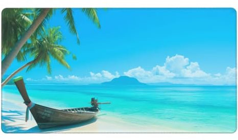 Gaming Mauspad XXL,1200 x 400 x 3mm Mousepad Verlängertes Groß Mauspad Schreibtischauflage,Genähte Kanten rutschfeste Gummibasis,Verbessert Präzision und Geschwindigkeit Home Office Strandboot L-1767