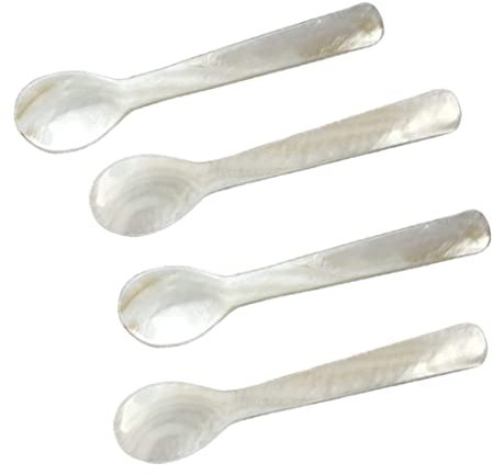 Cuchara clásica de nácar para caviar, cuchara de huevo, madreperla de 12 cm, 4 cucharas de postre, cucharas de café