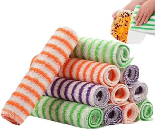 Zwsair Chiffon Bambou 10 Pcs Chiffon Vitre sans Trace De Chiffons De Nettoyage en Fibre De Bambou Ultra-Fine Naturelle,Torchons Non Pelucheux Et Tampons À Récurer,M(7.09 * 9.05in)