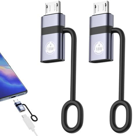 Liaoan USB C auf Micro USB Adapter, Pack von 2, unterstützt 18W Schnellladung und Datenübertragung, geeignet für USB C Buchse auf Micro Stecker Adapter, Nicht geeignet für Kopfhörer, grau.