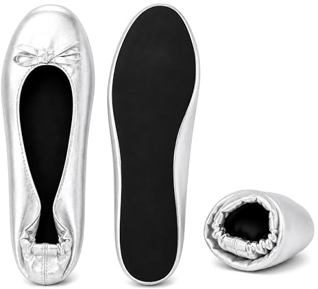 Genérico 12 Pares Manoletinas Plegables Color Gris Plata | Ideales para Boda