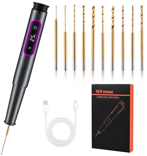 Mini Trapano a Mano, GuKKK 5 Velocità Mini Trapano Fai da Te Ricaricabile con 10 Punte, Penna Trapano Elettrico, Trapano Manuale per Modellismo, Legno, Resina, Creazione di Gioielli