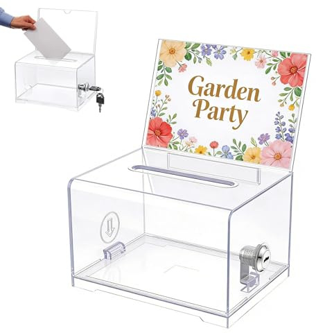 Boîte de Dons en Acrylique, Boîte à Dons Verrouillable, urne Électorale Transparente avec Serrure à Clé, Tirelire Transparente, avec Autocollant, pour Stocker les Bulletins de Vote et les Collectes