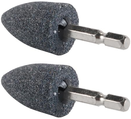 Enwye Mola Abrasiva in Corindone Marrone con Gambo Esagonale in 2 Pezzi Mola Abrasiva Conica per Trapano/Utensili Rotanti Lucidatura Sbavatura Incisione, Incisione per Metallo/Ceramica/Pietra