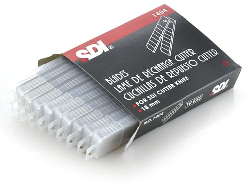 100 Cuchillas para Cutter 18 MM en Acero de máxima calidad y corte perfecto, fabricadas por SDI, en caja de seguridad con 10 cuchillas cada cajita garantías de Office Box.