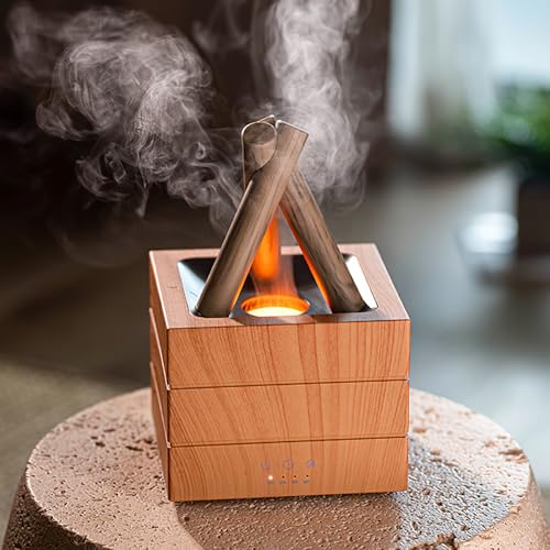 Luftbefeuchter, 280ml Flammen Duft Diffuser, USB-betrieben Luftbefeuchter mit Farbiges Licht, Drei Gang Timing Funktion, Geeignet für Schlafzimmer, Büro, Wohnzimmer, Weihnachtsgeschenke