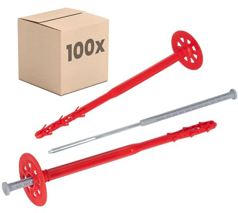 PROTEKTOR 100x Isoleringsplugg med stålspik Ø10 x 300mm plast, stål