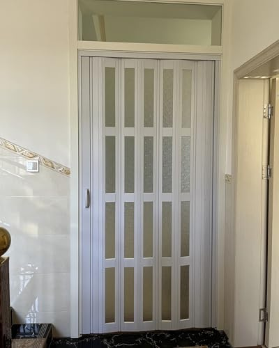 Falttür Falttür Aus PVC in Eichenoptik, Weiß, Öffnung Links, Innenfalttüren, Raumteiler, Schrank, Badezimmer, Schlafzimmer, Faltgitter(26x40in(66x101cm))