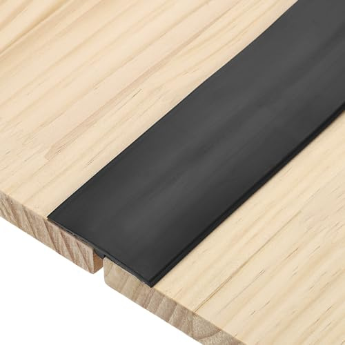 QUARKZMAN T-Übergangsleisten, 2m x 5cm (L x B) PVC-Bodenverbindungsleiste selbstklebend für Fugenabdeckung Türschwellen, schwarz