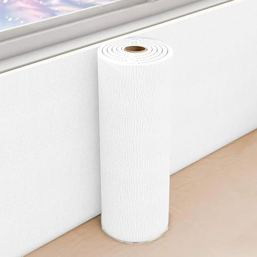 Rouleau Papier Peint Isolant Thermique Autocollant - Mousse XPE de 5 mm Papier Peint Adhésif Mural Imperméable Anti-Humidité 3D Coussin Mural Panneaux Muraux pour Murs Décoratifs(Blanc,50cmx10m)