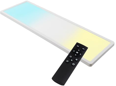 LUXULA LED Panel 58x20 cm Weiß, 24W 2200lm, IP44 | IP44 Feuchtraum, dimmbar mit Fernbedienung, Deckenleuchte flach rechteckig, Deckenlampe für Badezimmer und Küche