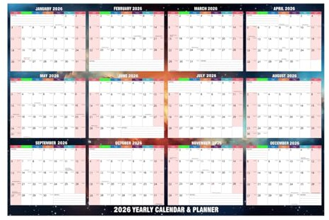Calendrier 2026 Mural Grand Format - Planning Familial, Calendrier Annuel 2026 Effacable Avec 4 Stylo, Family Planner Wall Calendar Yearly, Calendriers Muraux Pour Enseignants Bureau Maison