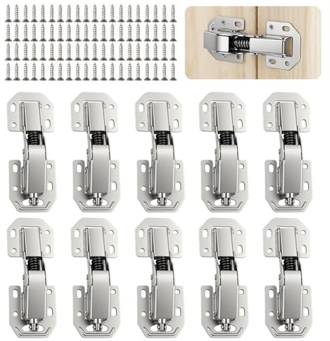 AOOSU 10PCS 4” 90° Soft Close Cabinet Door Hinges, Surface-Mount Cupboard Hinges with Soft Close Damper, Concealed Design, No Pre-Drilling Required for Kitchen Cabinets, Cupboard Doors 80Pcs Screws
