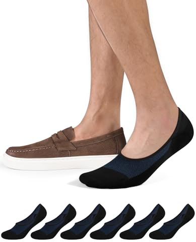 CLOSEMATE 6 Paia Calze Fantasmini Uomo in Cotone Estive Invisibili con Silicone Antiscivolo Taglio Basso per Mocassini e Loafer Nero Bianco