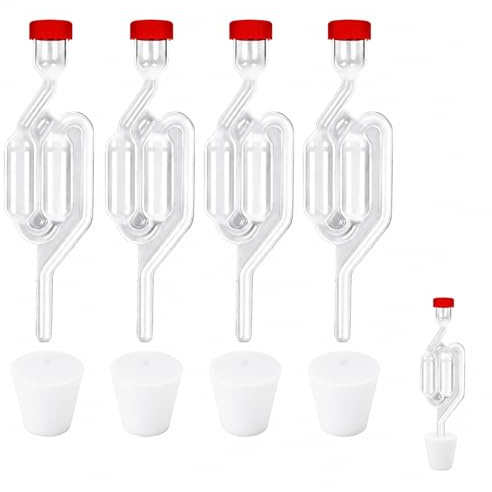 csncis 4 tubi di fermentazione per bottiglie di vetro, contenitori trasparenti per fermentazione, con 4 tappi in gomma e coperchi, adatti per riempire, birra, produzione di vino, fermentazione di