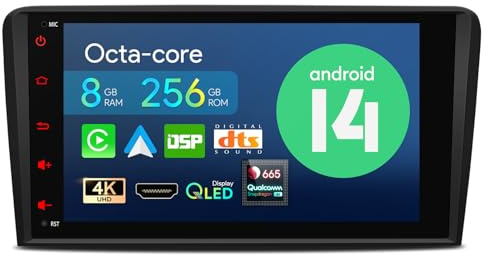 XTRONS 8 Android 14 8+256GB Radio Player for Audi A38P/S38P/RS3 Sportback | Qualcomm 665 Car Stereo Android Auto Wireless CarPlay GPS Navigation DSP 4G Day&Night UI Mode Support AHD Camera DAB Optional