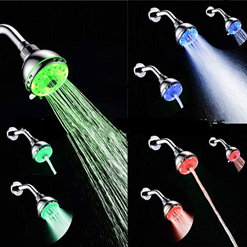 Duschkopf, Handbrause, LED-Lichter, Farbwechsel, automatischer Temperatursensor, Farbwechsel, empfindlich, Badezimmer, Spa, Duschkopf, Gadget für Badezimmer (1 Stück, 3 Farben)