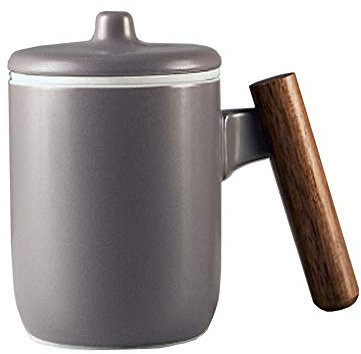 Maya Star Taza de té con Tapa y Filtro de Agua de cerámica, Taza de separación de té filtrada de cerámica, Taza de té de la Oficina NO.02