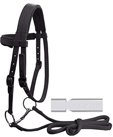 LJQ 2.8m Halfter Für Pferde Mit Strick,Halfter Mit Strick,Black-L