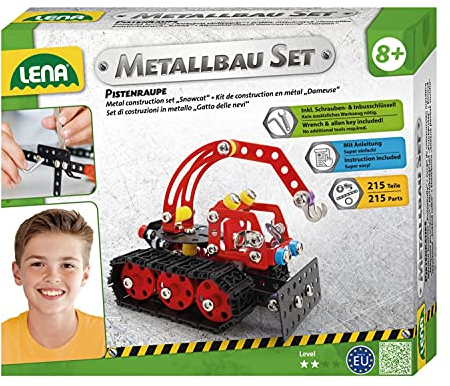 Lena 42675 - Metallbau Set Pistenraupe mit 215 Teilen, Metall Bausatz inklusive Werkzeug und Anleitung, Metallbaukasten zum Zusammenbauen, Konstruktion Baukasten, Nutzfahrzeug für Kinder ab 8 Jahre