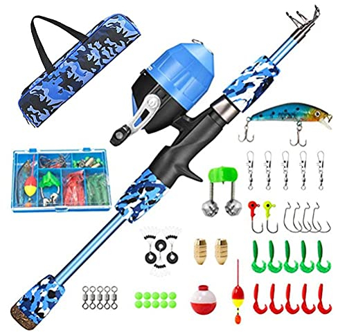 Kinder Angelrute Set, Tragbare Teleskop Angelrute und Rolle Combo Kit Kinder Full Fishing Ausrüstung
