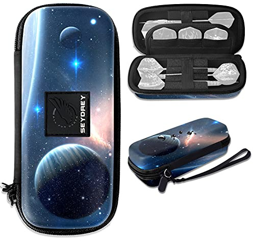 Seydrey Dardos Funda de Dardos Punta de Plastico Dardos 6 Pack, Bolsa para Dardos Estuche, Dardos no incluidos (Planeta)
