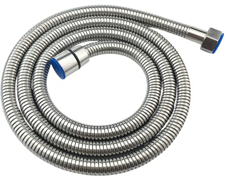 Manguera de ducha 2m Acero Inoxidable 304, Flexo de Ducha para Cabezal de Ducha y Grifo de Bañera, Tubo con Conexión Universal G1/2”, Protección Antitorsión, Acabado Acero Inoxidable