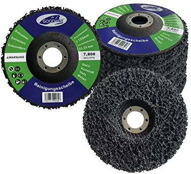 Goodway® Lot de 5 disques de nettoyage - Diamètre : 125 mm - Noir - Disques en nylon tissé pour meuleuse d'angle - Pour enlever la rouille, la peinture et la saleté