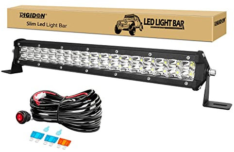 RIGIDON 15 Zoll 38 cm 108W Spot außen alu led lichtleiste mit 12V kabelbaum kit, Wasserdicht warmweiß offroad beleuchtung für Auto SUV ATV SUV LKW Traktor Fahrzeuge 4x4, Led nebelscheinwerfer 6000K