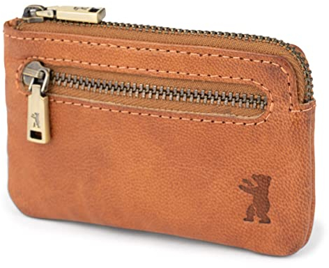 Berliner Bags Vintage Geldbörse Eli, Kleines Portmonee aus Leder mit Schlüsselanhänger, Schlüsseltasche für Damen und Herren - Braun