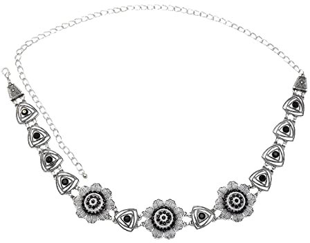 Epinki Kettengürtel für Frauen Schwarz, Vintage Böhmenn Droplet Anhänger mit Zirkonia Schwarz Sexy Kette Damen Erotisch für Jeans, Kleider, Blusen, Lange Hemden und Bikinis
