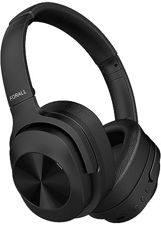 FORALL U20 Cuffie Cancellazione Rumore, Cuffie Bluetooth Over Ear, Hi-Res Audio, 40H Playtime Noise Cancelling Headphones, ANC Wireless Cuffie per Palestra Musica TV - Nero