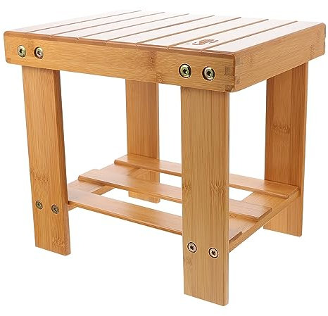 Levemolo Bambushocker Kleiner Quadratisch Braun Farbe Hocker Aus Bambus Für Zuhause Stabile Beine rutschfest Wäschehocker Mini