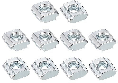 sourcing map T Nuts, 100pcs - Nickel Plated Carbon Steel T Slot Bolts, 2020 Series M5 Hammer Head Fastener, Sliding T Nuts for Aluminum Extrusion Profile (Silver)