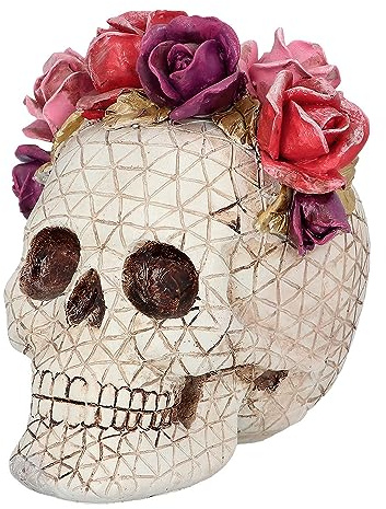 Boland 73089 - Decoración de Calavera con Rosas, Corona de Calavera con Flores, Decoración de Mesa para Halloween y Carnaval, Dia de los Muertos