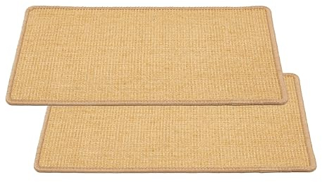Natürliche Katzenkratzmatte Sisal für Katzen - Beige 2er Set 40 x 60 cm | Rutschfeste Kratzmatte langlebiger Kratzteppich robust für Boden Kratzfläche für Möbelschutz Kratzunterlage