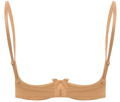 FEESHOW Women Sexy 1/4 Cup Bra Push Up Bralette Underwire Satin Bra Open Breast Brassiere Underwear Champagne L