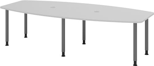 bümö Konferenztisch oval 280x130 cm großer Besprechungstisch in grau, Besprechungstisch mit Gestell in Graphit, Meetingtisch für 10 Personen, XXL-Tisch für Besprechungsraum & Meeting