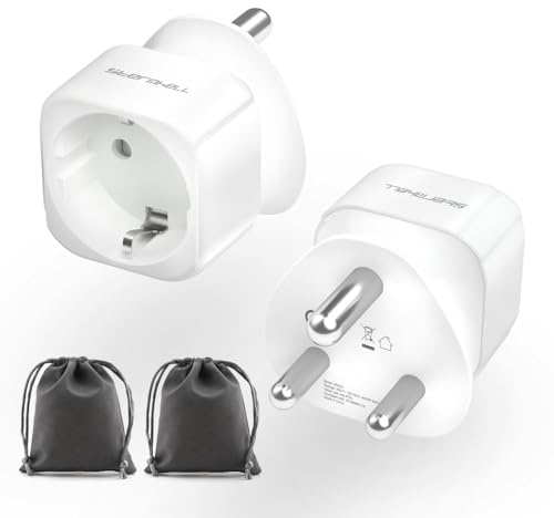 2PC Reiseadapter für Südafrika Adapter Steckdose Typ M, EU nach Südafrika Reisestecker Stromadapter Reise Steckdosenadapter für Südafrika, Mosambik, Bhutan, Namibia RCA Kabel Reiseadapter Typ M