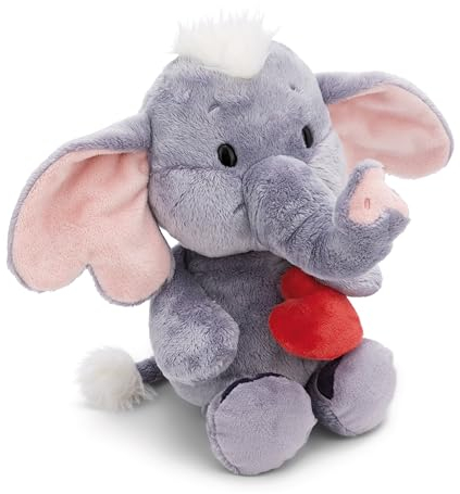 NICI Peluche Amor Elefante con corazón de imán Gris Oscuro 32cm - Juguete Hecho de Suave Tejido Peludo para abrazar y Jugar, para niños y Adultos, Gran Idea de Regalo - 61486