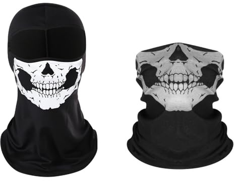 GhostMaske, Motorrad Totenkopf Tuch, Chädel Multifunktionstuch Balaclava | Totenkopf Halstuch Schädel Bandanas Skull Sturmmaske, Scary Skull Halloween Kopftuch für Fahrrad, Motorrad, Laufen