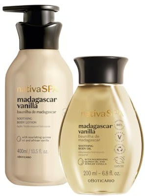 O Boticário Nativa SPA Vainilla de Madagascar Set Regalo Cuidado de la Piel con 2 Productos | Crema Hidratante Corporal 400ml y Aceite Corporal Perfumado 200ml