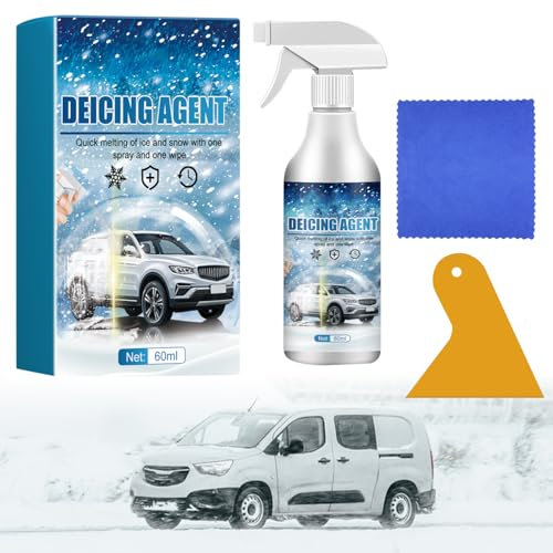 Spray Antigelo Auto,Spray Sciogli Ghiaccio Auto,60ml Deghiacciante Vetri Auto,Sbrinatori per parabrezza,Anti Frost Spray,Pulitore Deghiacciante e Sbrinatore,Sbrina Facile Deghiacciante,per parabrezza