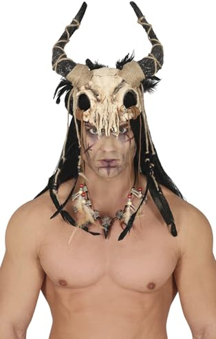 FIESTAS GUIRCA | Media Máscara de Calavera de Carnero HQ (Adulto Unisex) - Accesorio de Disfraz para Halloween y Fiestas de Animales - Ideal para Adultos - Beis