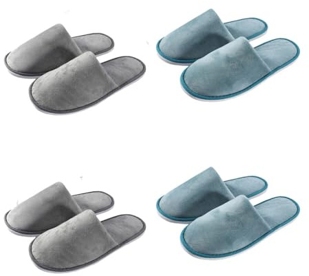 Teceyfeet Gästehausschuhe Set Waschbar,4-6 Paar Hausschuhe Unisex Set Winter Warm Gästepantoffel Damen Filzpantoffeln Rutschfest Samt Hausschuhe Hochwertig Ideal für Gäste, Familie, Hotel, Reisen