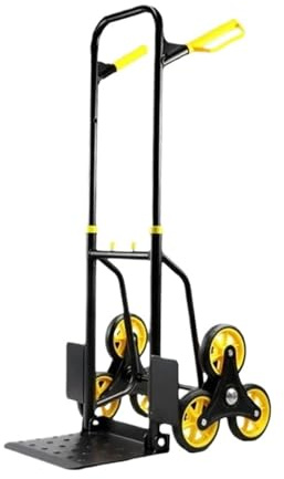 SRKATI Trailer Hand Truck Stair Climber Hand Truck And Dolly,300KG Capacity Heavy-Duty Trolley Cart With Telescoping Handle Car End Pipes(Black yellow)