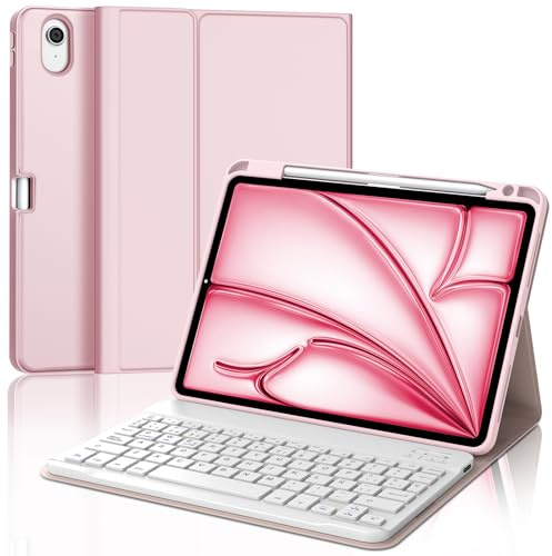 FOGARI Teclado para iPad Air 11 M2/M3/M4 2024/2025/2026 | Funda para iPad Air 11 Pulgadas 2024/2025/2026 con Español Ñ Teclado Bluetooth Magnético Desmontable con Portalápices, Rosa