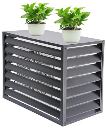 Cache Climatiseur Exterieur Aluminium 4 Panneaux, Cache Climatiseur Extérieur Clôture Décorative Privée, Réduction du Bruit, Adaptée Aux Jardins, Balcons(Grey,100cm)